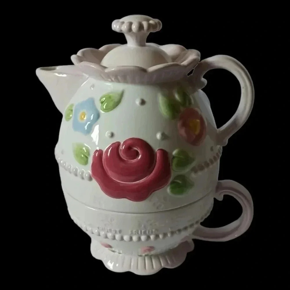 Michel roses  tea set colorful